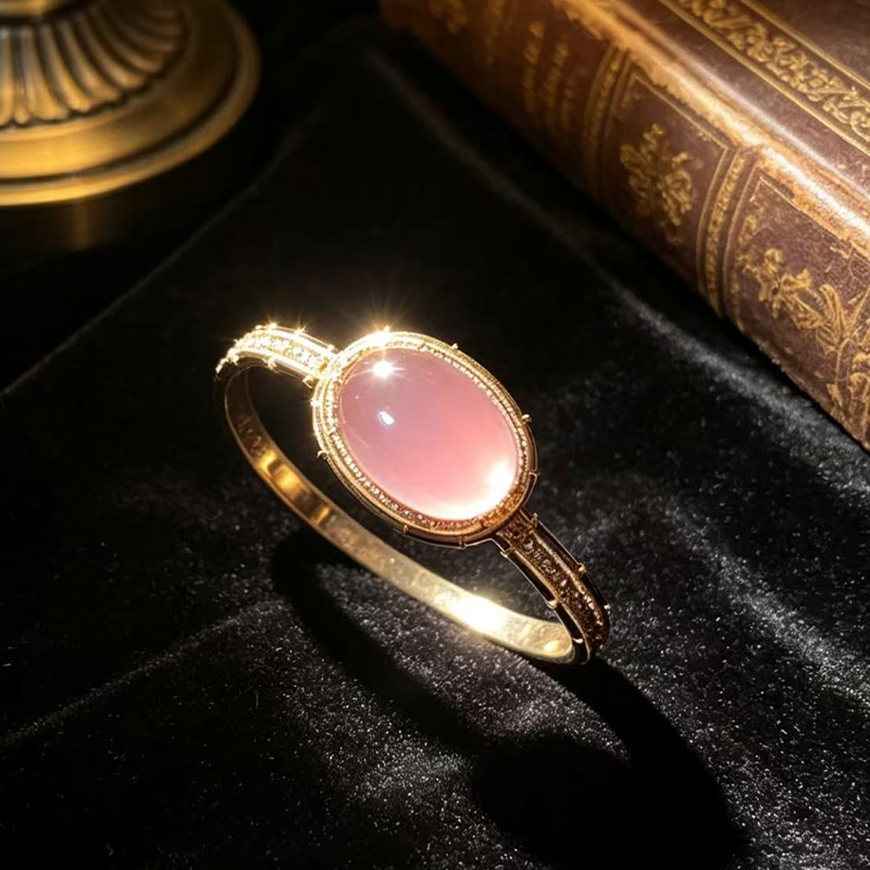 vintage lustrous natural rose quartz bangle hand woven craftsmanship elegant healing aesthetic statement bracelet vintage lustrous natural rose quartz bangle hand woven craftsmanship elegant healing aesthetic statement bracelet